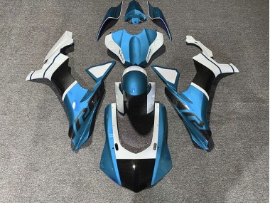 Accents Bleu Clair & Fibre De Carbone 15-19 Yamaha R1 Carénage