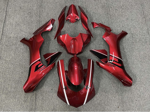 Accents De Rouge Profond & De Noir & Blanc 15-19 Yamaha R1 Carénage Accents De Rouge Profond & De Noir & Blanc 15-19 Yamaha R1 Carénage