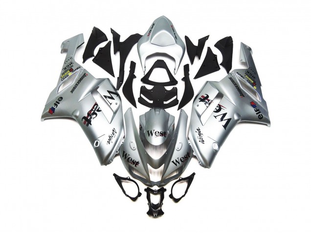 Argent West Brillant 07-08 Kawasaki ZX6R Carénage Argent West Brillant 07-08 Kawasaki ZX6R Carénage