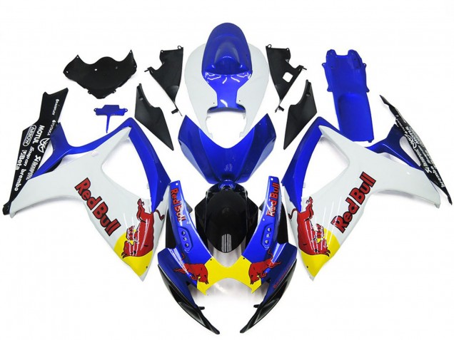 Blanc & Bleu Rouge Taureau Personnalisé 06-07 Suzuki GSXR 600-750 Carénage Blanc & Bleu Rouge Taureau Personnalisé 06-07 Suzuki GSXR 600-750 Carénage