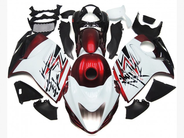 Blanc Brillant Avec Rouge Profond Personnalisé 08-20 Suzuki GSXR 1300 Carénage Blanc Brillant Avec Rouge Profond Personnalisé 08-20 Suzuki GSXR 1300 Carénage