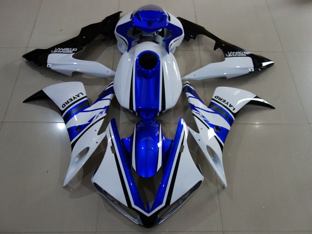 Blanc Brillant & Bleu 04-06 Yamaha R1 Carénage Blanc Brillant & Bleu 04-06 Yamaha R1 Carénage