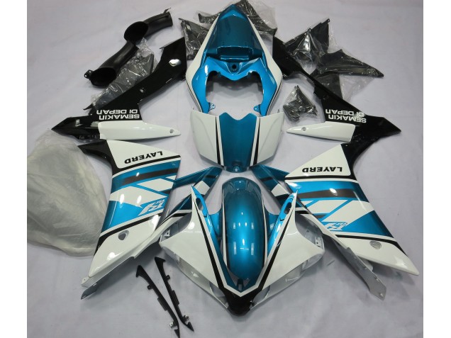 Blanc Brillant & Bleu Clair 07-08 Yamaha R1 Carénage Blanc Brillant & Bleu Clair 07-08 Yamaha R1 Carénage