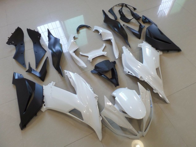 Blanc Brillant Noir 13-18 Kawasaki ZX6R Carénage Blanc Brillant Noir 13-18 Kawasaki ZX6R Carénage