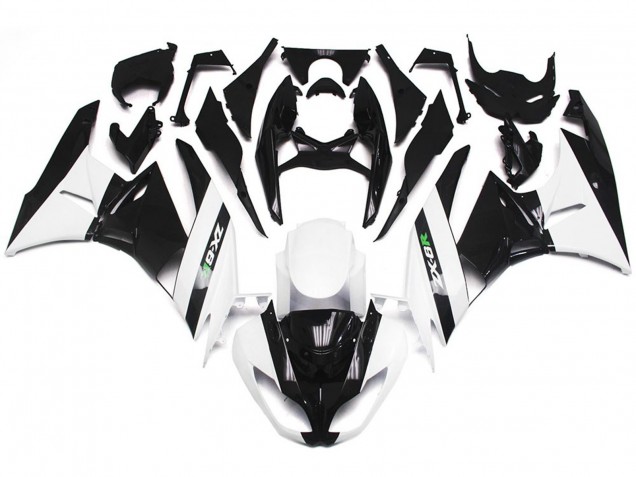 Blanc Brillant & Noir Lisse 09-12 Kawasaki ZX6R Carénage Blanc Brillant & Noir Lisse 09-12 Kawasaki ZX6R Carénage