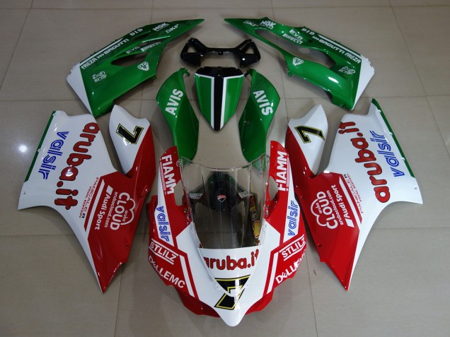 Blanc Brillant / Rouge / Vert 11-14 Ducati 1199 Carénage Blanc Brillant / Rouge / Vert 11-14 Ducati 1199 Carénage