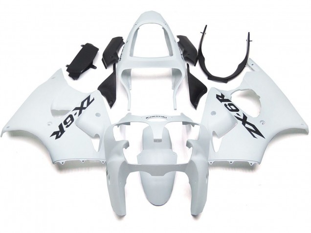 Blanc Brillant Uni Avec Logo 00-02 Kawasaki ZX6R Carénage Blanc Brillant Uni Avec Logo 00-02 Kawasaki ZX6R Carénage