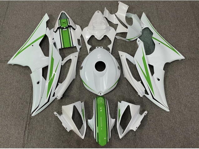 Blanc Brillant & Vert 08-16 Yamaha R6 Carénage Blanc Brillant & Vert 08-16 Yamaha R6 Carénage