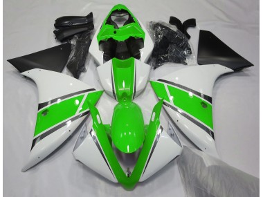 Blanc Brillant & Vert 09-11 Yamaha R1 Carénage