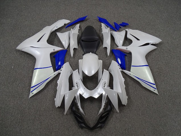 Blanc Nacré & Bleu Foncé 11-24 Suzuki GSXR 600-750 Carénage Blanc Nacré & Bleu Foncé 11-24 Suzuki GSXR 600-750 Carénage