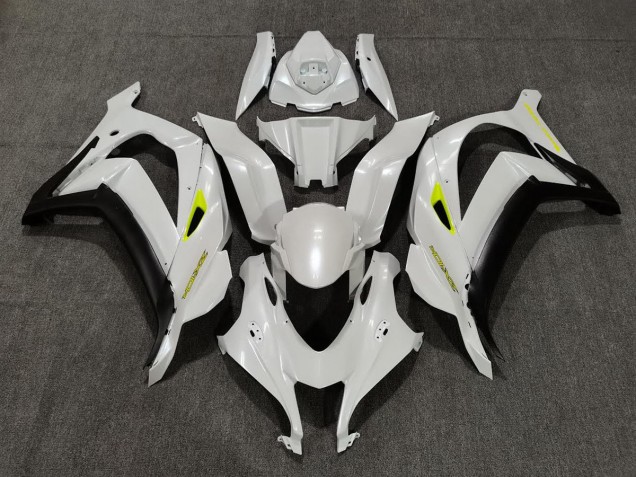 Blanc Nacré & Jaune 16-19 Kawasaki ZX10R Carénage Blanc Nacré & Jaune 16-19 Kawasaki ZX10R Carénage