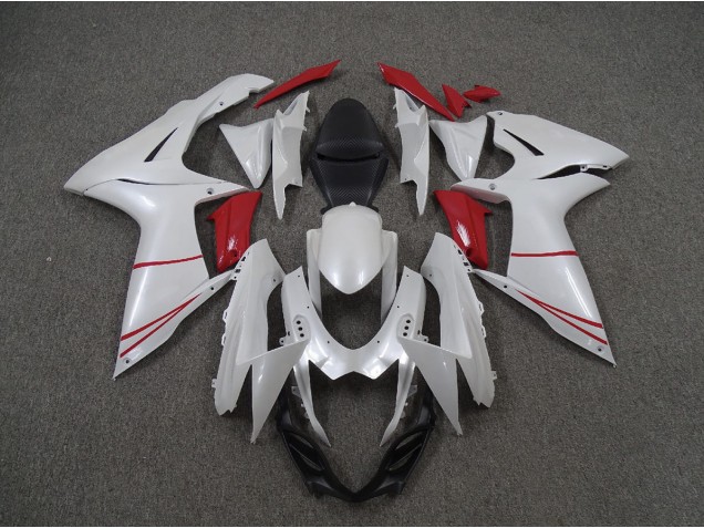 Blanc Nacré & Rouge 11-24 Suzuki GSXR 600-750 Carénage Blanc Nacré & Rouge 11-24 Suzuki GSXR 600-750 Carénage