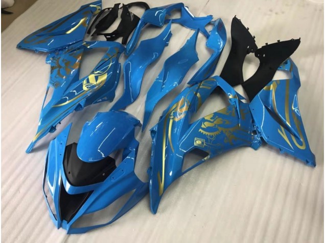 Bleu Brillant Avec Or 16-19 Kawasaki ZX10R Carénage Bleu Brillant Avec Or 16-19 Kawasaki ZX10R Carénage