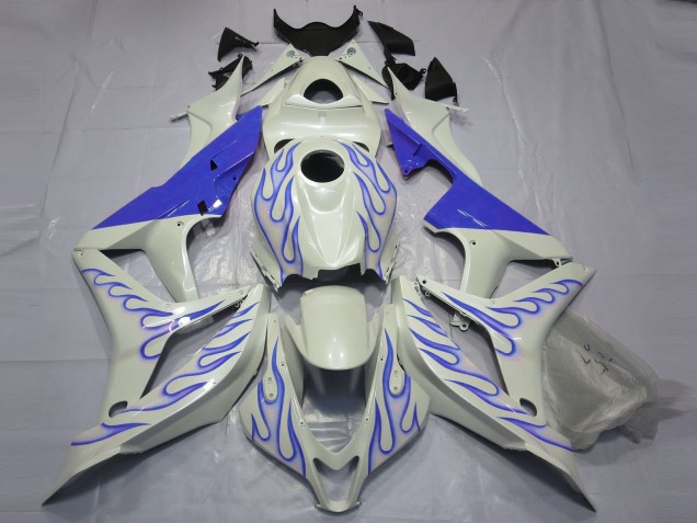 Bleu Flamme Sur Blanc 07-08 Honda CBR600RR Carénage Bleu Flamme Sur Blanc 07-08 Honda CBR600RR Carénage