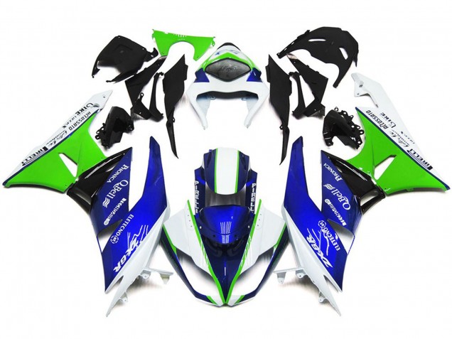 Bleu Profond Vert & Blanc 09-12 Kawasaki ZX6R Carénage Bleu Profond Vert & Blanc 09-12 Kawasaki ZX6R Carénage