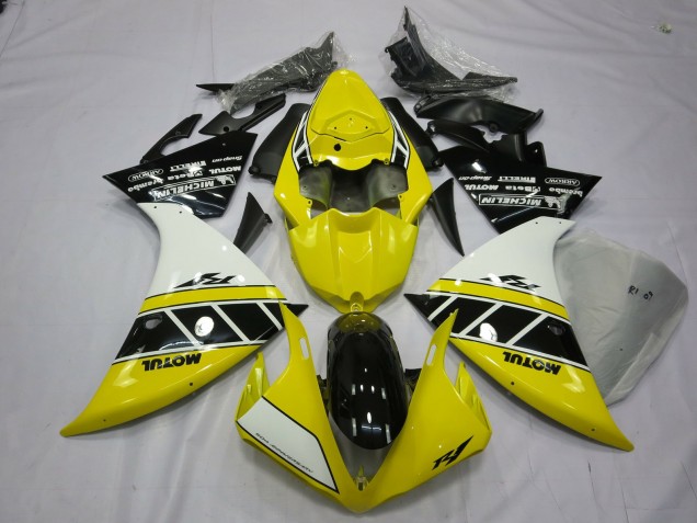 Jaune & Blanc 12-14 Yamaha R1 Carénage Jaune & Blanc 12-14 Yamaha R1 Carénage