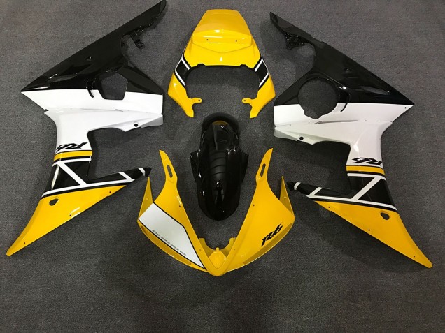 Jaune Brillant & Blanc 03-04 Yamaha R6 Carénage Jaune Brillant & Blanc 03-04 Yamaha R6 Carénage