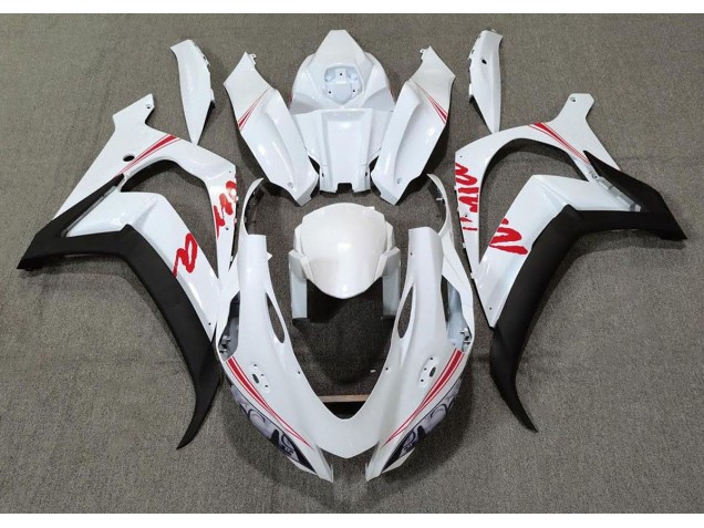 Logos Blanc Nacré & Rouge 16-19 Kawasaki ZX10R Carénage Logos Blanc Nacré & Rouge 16-19 Kawasaki ZX10R Carénage