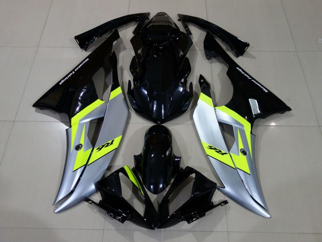Noir Brillant & Argent 08-16 Yamaha R6 Carénage Noir Brillant & Argent 08-16 Yamaha R6 Carénage