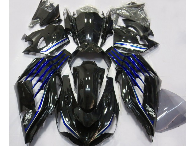 Noir Brillant & Bleu 12-21 Kawasaki ZX14R Carénage Noir Brillant & Bleu 12-21 Kawasaki ZX14R Carénage