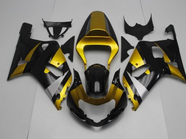 Noir Brillant & Or 01-03 Suzuki GSXR 600-750 Carénage