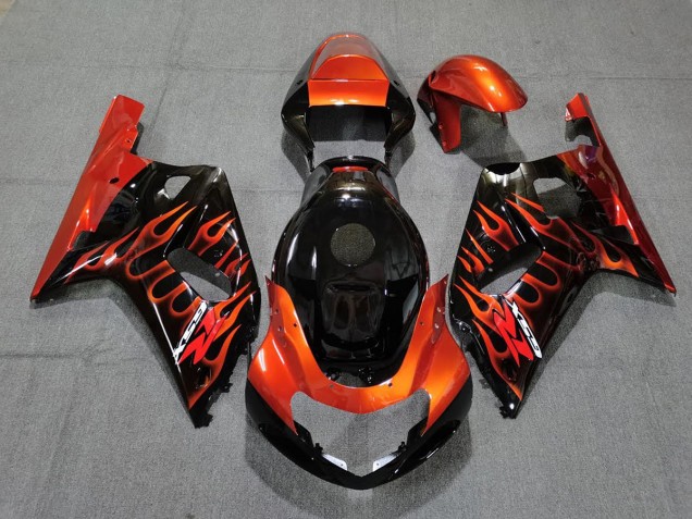 Noir Brillant & Orange 01-03 Suzuki GSXR 600-750 Carénage Noir Brillant & Orange 01-03 Suzuki GSXR 600-750 Carénage