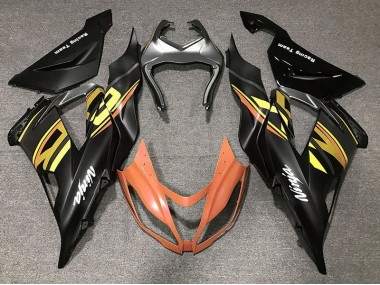 Noir Brillant & Orange 13-18 Kawasaki ZX6R Carénage