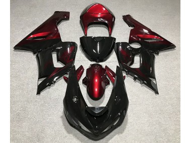 Noir Brillant & Rouge 05-06 Kawasaki ZX6R Carénage