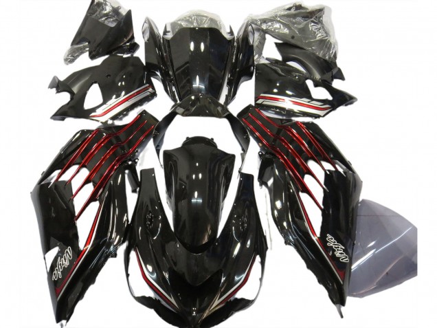 Noir Brillant & Rouge 12-21 Kawasaki ZX14R Carénage Noir Brillant & Rouge 12-21 Kawasaki ZX14R Carénage