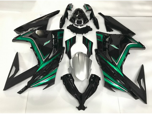 Noir Brillant & Vert Émeraude 13-18 Kawasaki Ninja 300 Carénage Noir Brillant & Vert Émeraude 13-18 Kawasaki Ninja 300 Carénage