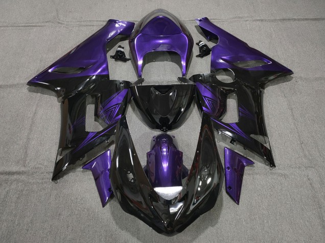 Noir Brillant & Violet 05-06 Kawasaki ZX6R Carénage Noir Brillant & Violet 05-06 Kawasaki ZX6R Carénage