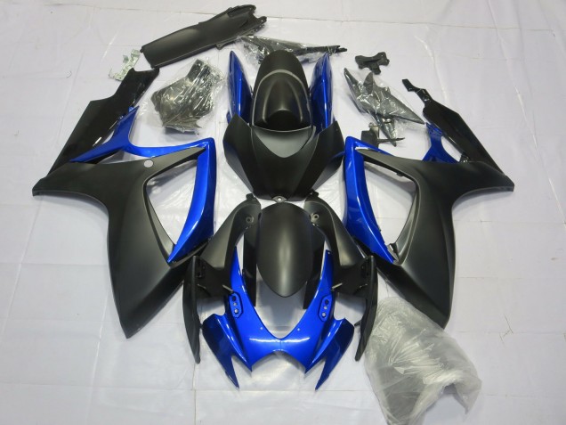 Noir Mat Bleu Brillant 06-07 Suzuki GSXR 600-750 Carénage Noir Mat Bleu Brillant 06-07 Suzuki GSXR 600-750 Carénage