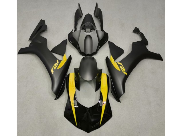 Noir Mat & Jaune 15-19 Yamaha R1 Carénage Noir Mat & Jaune 15-19 Yamaha R1 Carénage