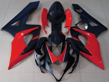 Noir Mat & Rouge 05-06 Suzuki GSXR 1000 Carénage