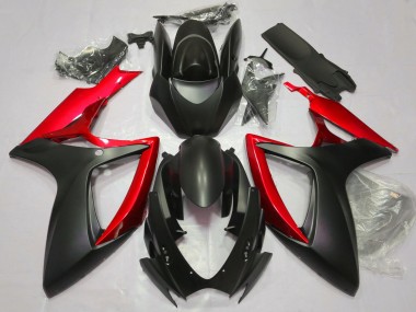 Noir Mat & Rouge 06-07 Suzuki GSXR 600-750 Carénage