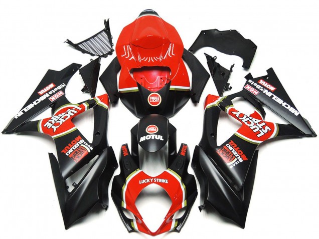 Noir Mat Vibrant Personnalisé Lucky Strike 07-08 Suzuki GSXR 1000 Carénage Noir Mat Vibrant Personnalisé Lucky Strike 07-08 Suzuki GSXR 1000 Carénage
