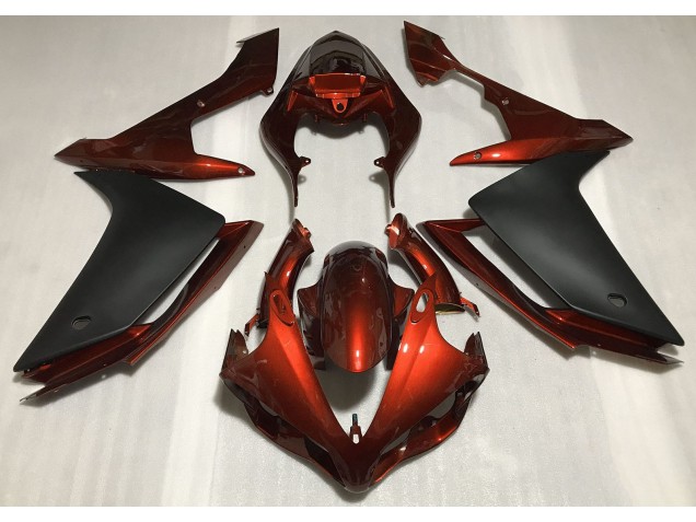 Orange Foncé Brillant & Noir 07-08 Yamaha R1 Carénage Orange Foncé Brillant & Noir 07-08 Yamaha R1 Carénage