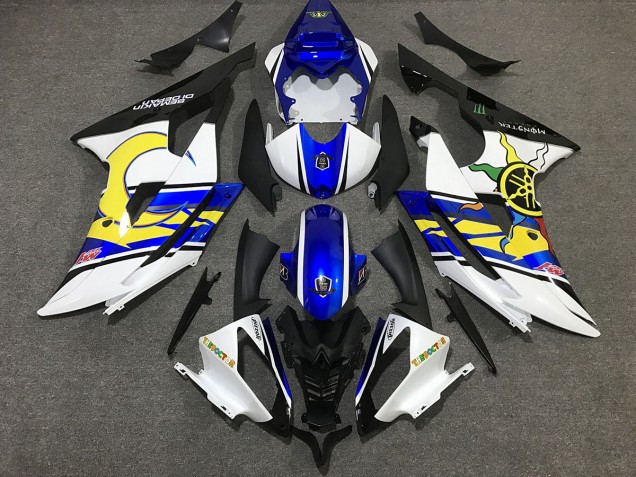 Personnalisé Blanc & Bleu 08-16 Yamaha R6 Carénage Personnalisé Blanc & Bleu 08-16 Yamaha R6 Carénage
