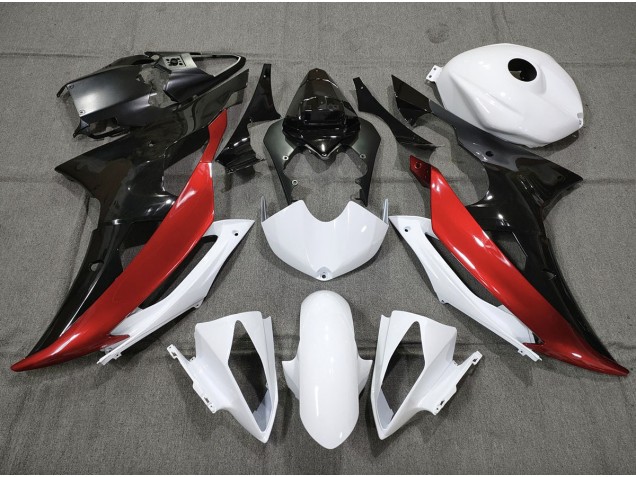 Personnalisé Rouge Noir & Blanc 08-16 Yamaha R6 Carénage Personnalisé Rouge Noir & Blanc 08-16 Yamaha R6 Carénage