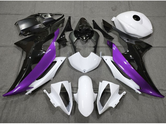 Personnalisé Violet Noir & Blanc 08-16 Yamaha R6 Carénage Personnalisé Violet Noir & Blanc 08-16 Yamaha R6 Carénage