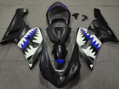 Requin Noir Mat & Bleu 05-06 Kawasaki ZX6R Carénage