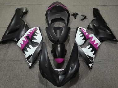 Requin Noir Mat & Rose 05-06 Kawasaki ZX6R Carénage