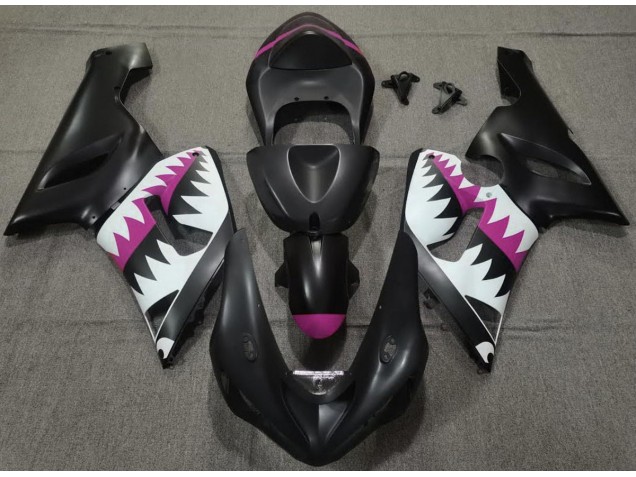 Requin Noir Mat & Rose 05-06 Kawasaki ZX6R Carénage Requin Noir Mat & Rose 05-06 Kawasaki ZX6R Carénage