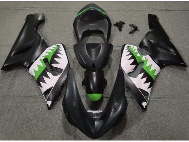 Requin Noir Mat & Vert 05-06 Kawasaki ZX6R Carénage