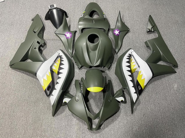 Requin Vert Mat & Jaune 07-08 Honda CBR600RR Carénage Requin Vert Mat & Jaune 07-08 Honda CBR600RR Carénage