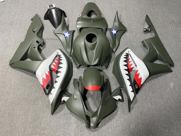 Requin Vert Mat & Rouge 07-08 Honda CBR600RR Carénage Requin Vert Mat & Rouge 07-08 Honda CBR600RR Carénage