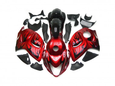 Rosso Vibrante Con Nero Fiamma 08-20 Suzuki GSXR 1300 Carénage