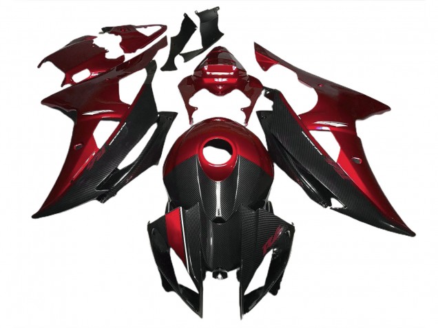 Rouge Avec Style Fibre De Carbone 08-16 Yamaha R6 Carénage Rouge Avec Style Fibre De Carbone 08-16 Yamaha R6 Carénage
