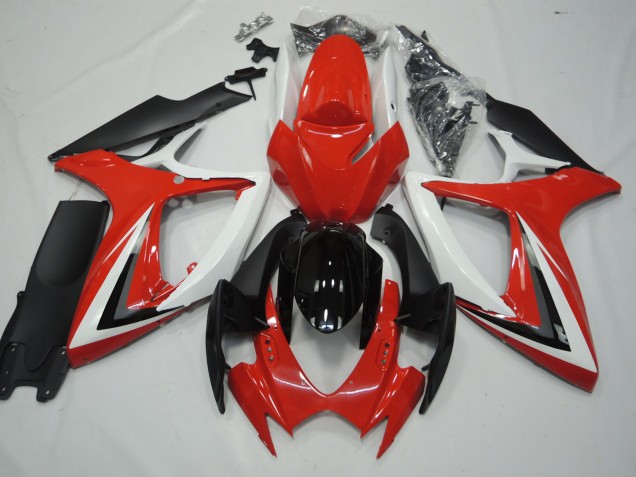 Rouge & Blanc 06-07 Suzuki GSXR 600-750 Carénage Rouge & Blanc 06-07 Suzuki GSXR 600-750 Carénage