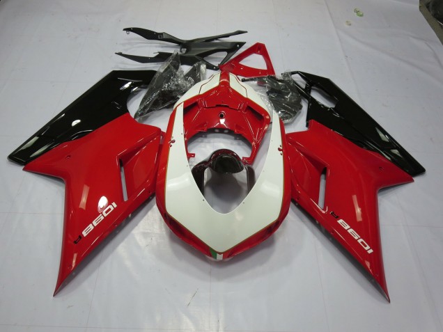 Rouge & Blanc 07-14 Ducati 848 1098 1198 Carénage Rouge & Blanc 07-14 Ducati 848 1098 1198 Carénage